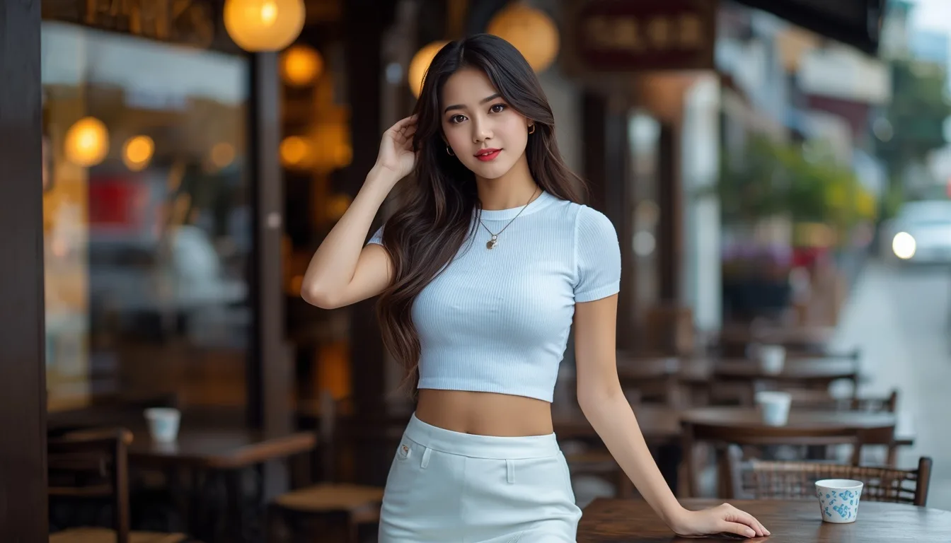 In front of the cafe
